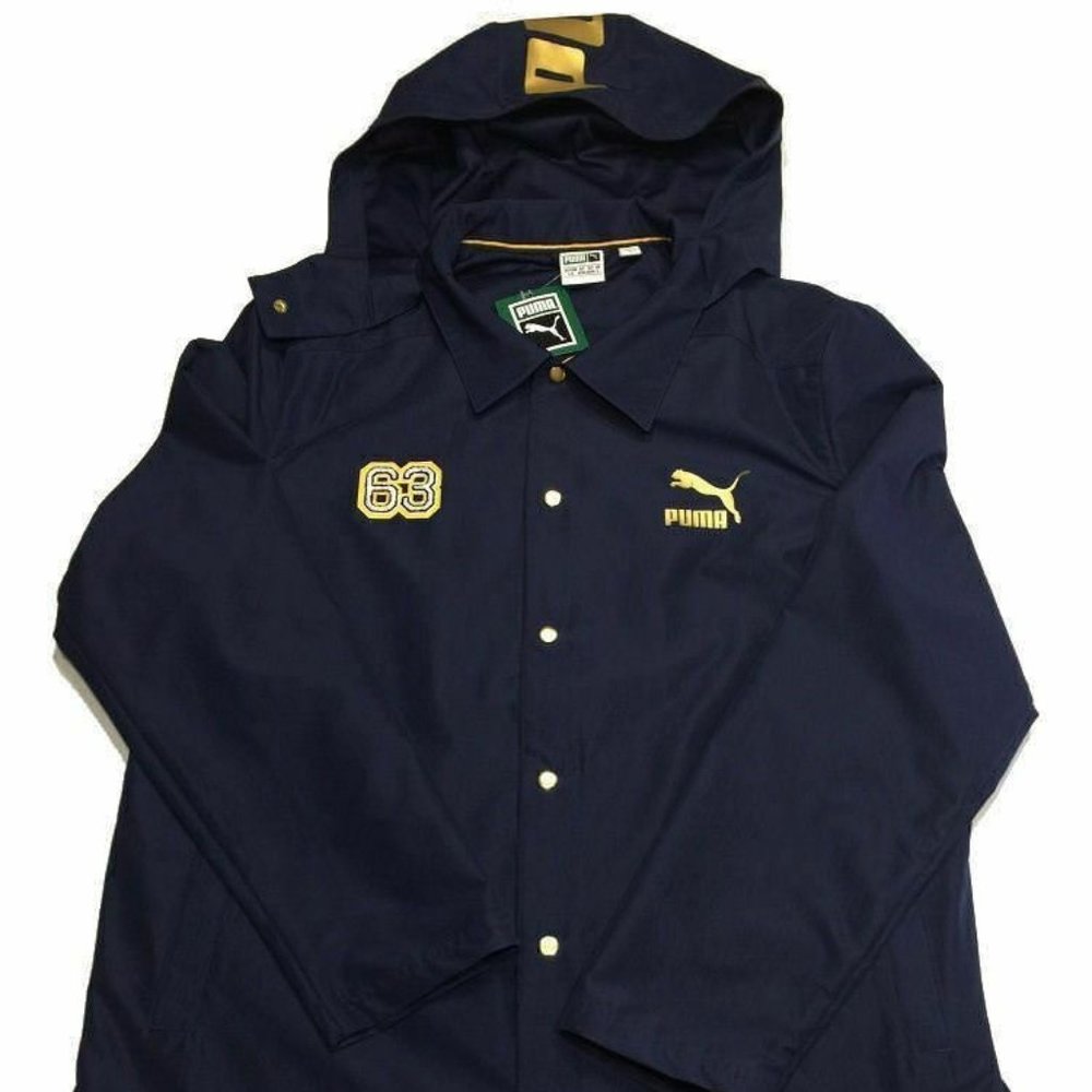PUMA BHM Coaches Jacket Peacoat L Blue Basketball Clyde Frazier Mens